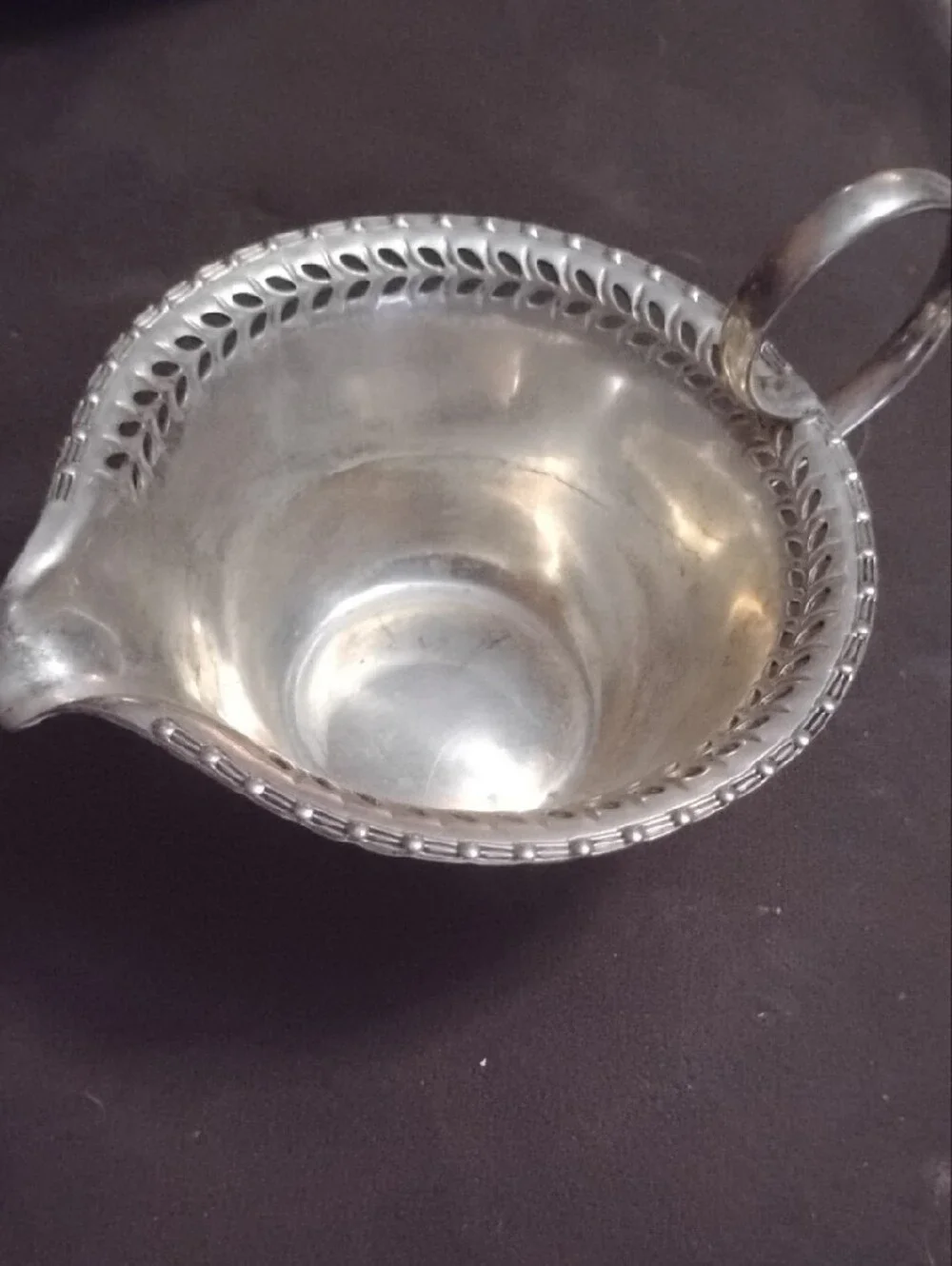 Source Unknown Silver-Tone Pierced Rim Creamer Pitcher